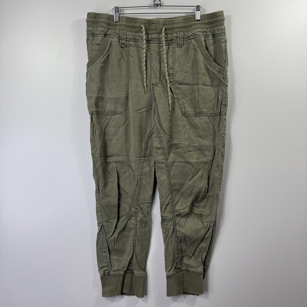 Pilcro Pants Womens Large Green Jogger Elastic Waist Drawstring Cuffed Casual